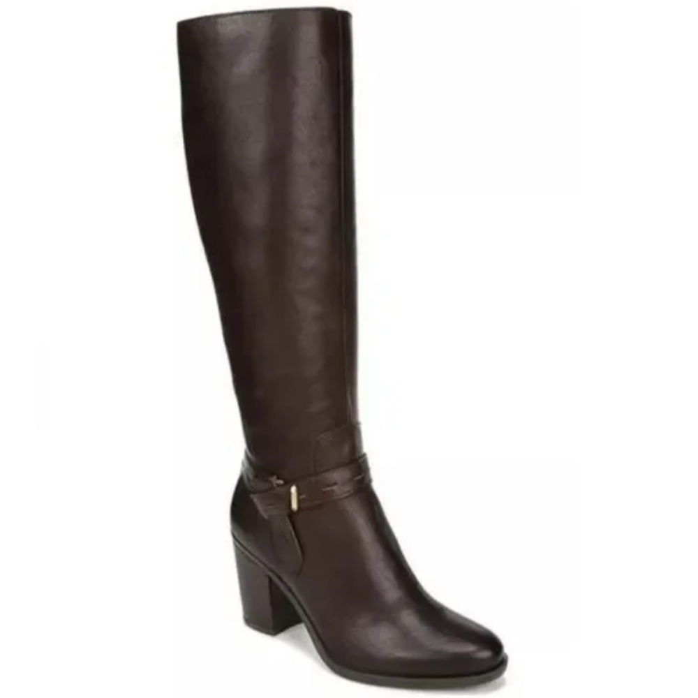 Naturalizer Kamora Black Leather High Shaft Wide Calf Knee Boot Size 4.5